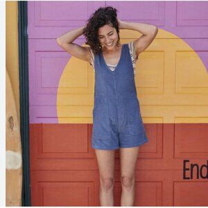 Toad&Co Scouter Cord Shorteralls Corduroy Overalls Romper Organic Cotton Sz M